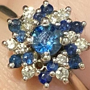 *AS IS* Vintage William Chalson & Co. 14K White Gold Sapphire & Diamond Ring